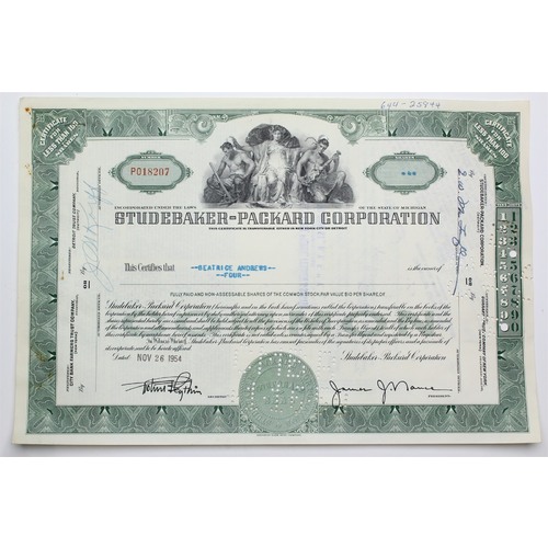1954 Studebaker-Packard Corporation Stock Certificate - P018207 - 4 Shares