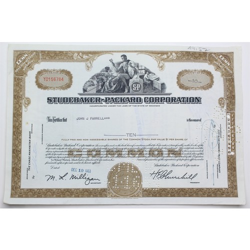 1958 Studebaker-Packard Corporation Stock Certificate - Y0156784 - 10 Shares