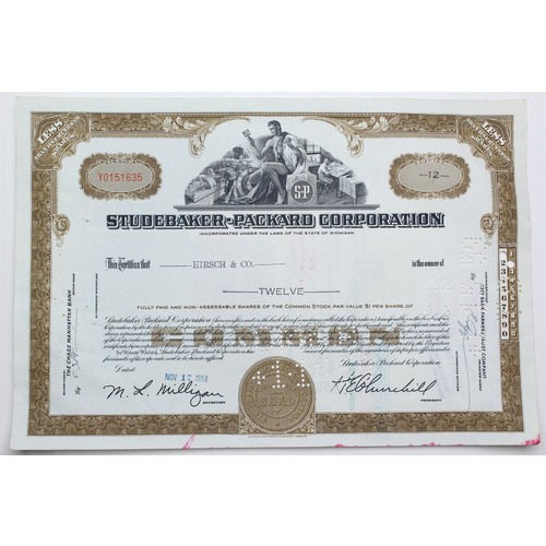 1958 Studebaker-Packard Corporation Stock Certificate - Y0151635 - 12 Shares