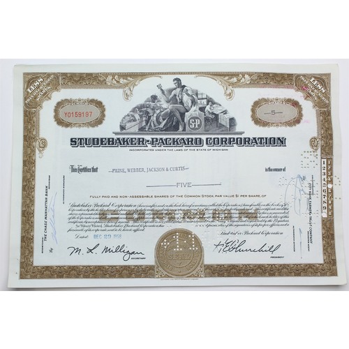 1958 Studebaker-Packard Corporation Stock Certificate - Y0159197 - 5 Shares