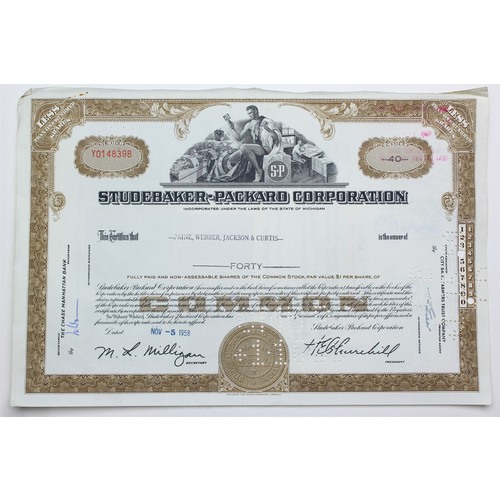 1958 Studebaker-Packard Corporation Stock Certificate - Y0148398 - 40 Shares