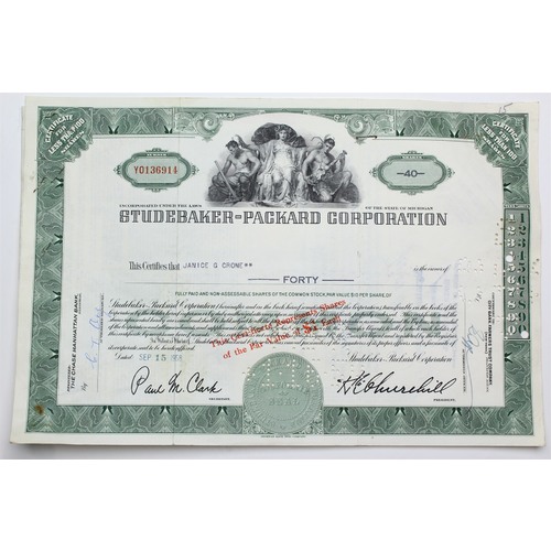 1958 Studebaker-Packard Corporation Stock Certificate - Y0136914 - 40 Shares