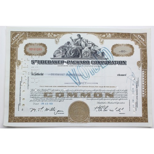 1959 Studebaker-Packard Corporation Stock Certificate - Y0161283 - 80 Shares