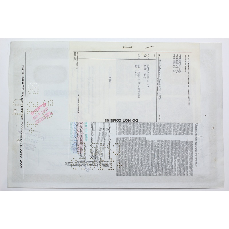 1958 Studebaker-Packard Corporation Stock Certificate - Y0158118 - 2 Shares