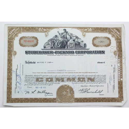 1958 Studebaker-Packard Corporation Stock Certificate - Y0148291 - 30 Shares