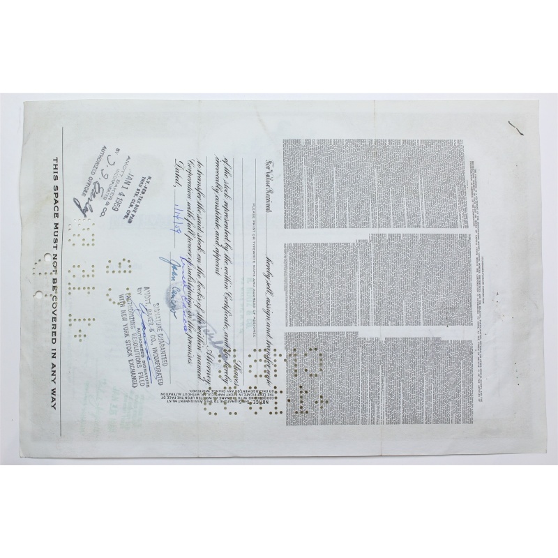 1958 Studebaker-Packard Corporation Stock Certificate - Y0148327 - 15 Shares