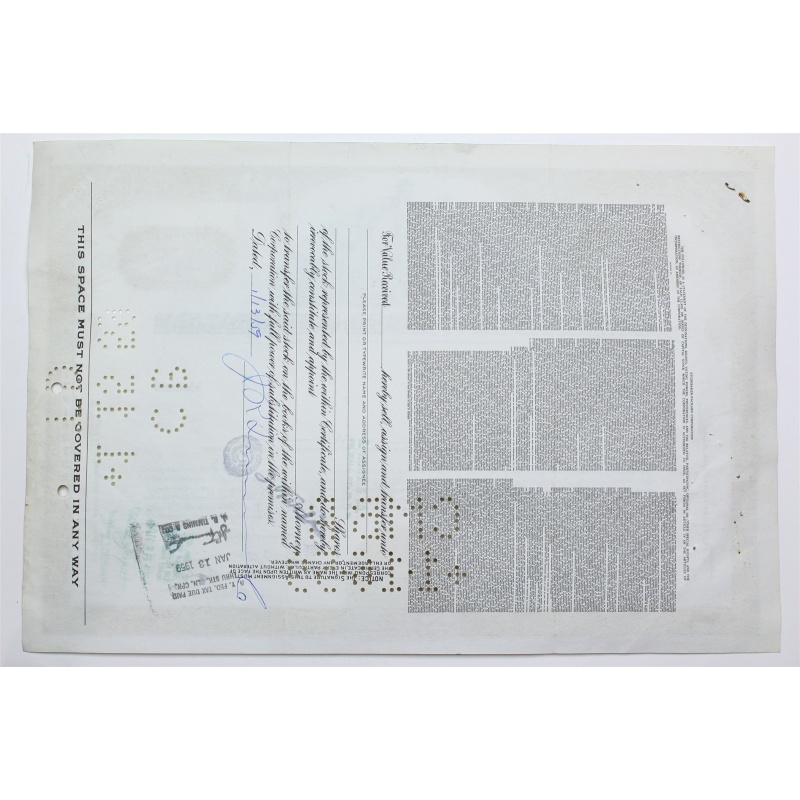 1958 Studebaker-Packard Corporation Stock Certificate - Y0159466 - 2 Shares