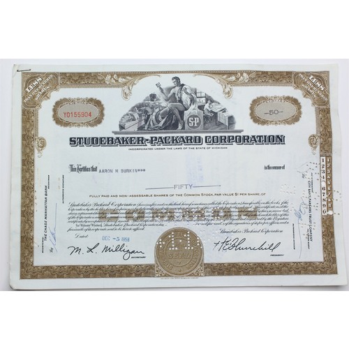 1958 Studebaker-Packard Corporation Stock Certificate - Y0155904 - 50 Shares