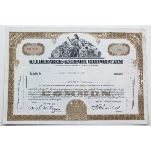 1959 Studebaker-Packard Corporation Stock Certificate - Y0159962 - 25 Shares