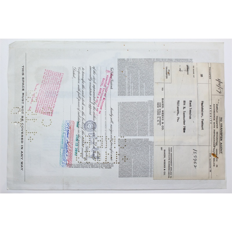 1959 Studebaker-Packard Corporation Stock Certificate - Y0159962 - 25 Shares