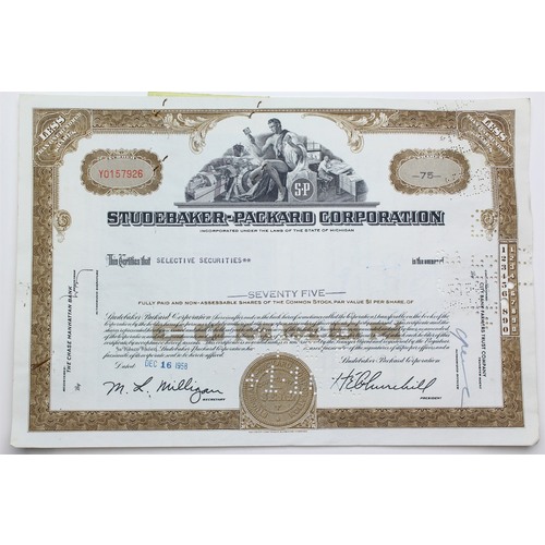 1958 Studebaker-Packard Corporation Stock Certificate - Y0157926 - 75 Shares
