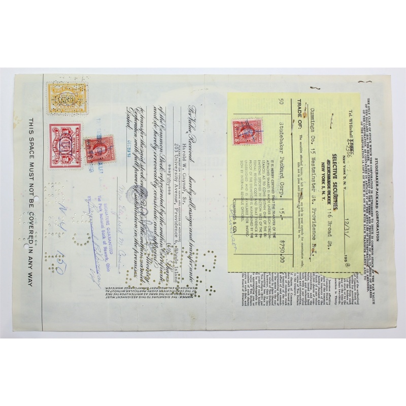 1954 Studebaker-Packard Corporation Stock Certificate - Y016658 - 50 Shares