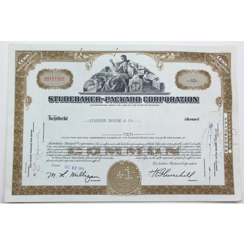 1958 Studebaker-Packard Corporation Stock Certificate - Y0157365 - 10 Shares