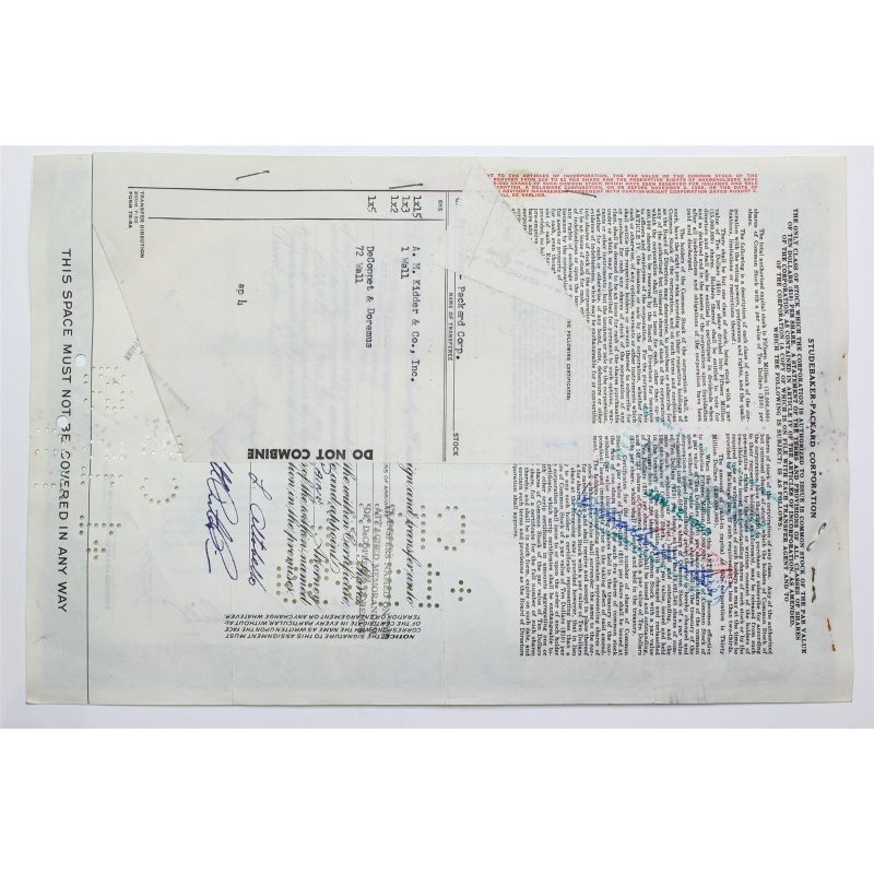 1958 Studebaker-Packard Corporation Stock Certificate - Y0133799 - 25 Shares