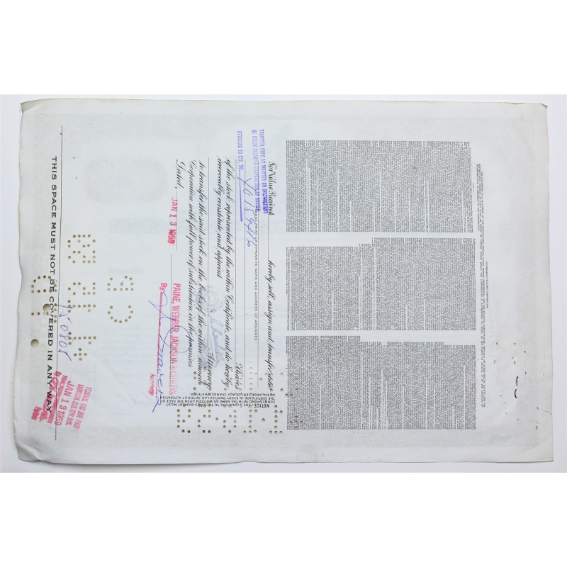 1958 Studebaker-Packard Corporation Stock Certificate - Y0157768 - 60 Shares