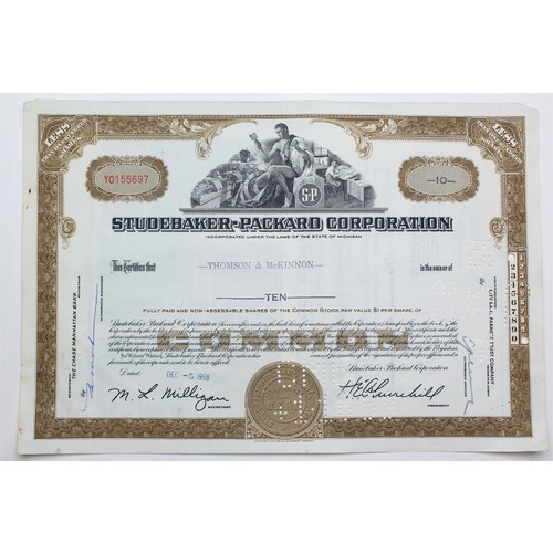 1958 Studebaker-Packard Corporation Stock Certificate - Y0155697 - 10 Shares