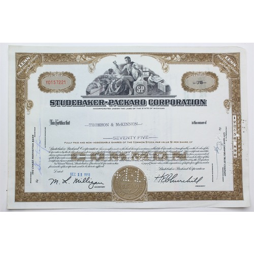 1958 Studebaker-Packard Corporation Stock Certificate - Y0157221 - 75 Shares