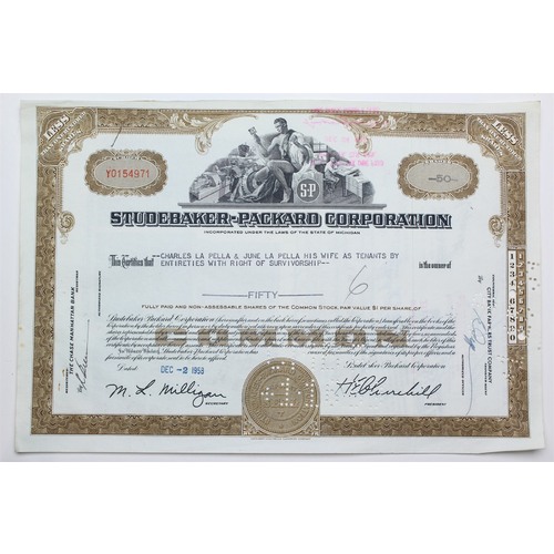 1958 Studebaker-Packard Corporation Stock Certificate - Y0154971 - 50 Shares