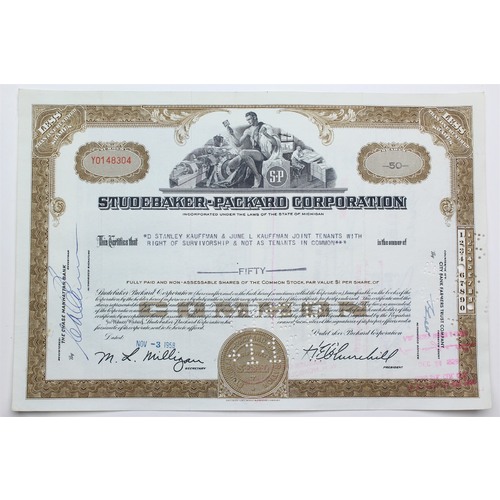 1958 Studebaker-Packard Corporation Stock Certificate - Y0148304 - 50 Shares