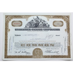 1958 Studebaker-Packard Corporation Stock Certificate - Y0159518 - 20 Shares