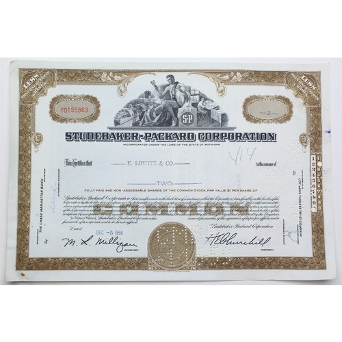 1958 Studebaker-Packard Corporation Stock Certificate - Y0155863 - 2 Shares