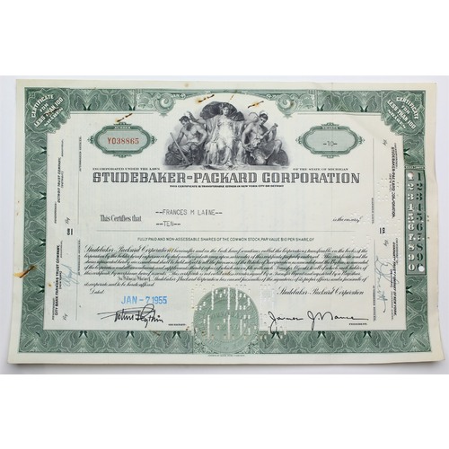1955 Studebaker-Packard Corporation Stock Certificate - Y038865 - 10 Shares