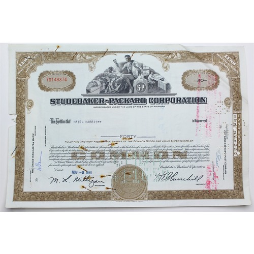 1958 Studebaker-Packard Corporation Stock Certificate - Y0148374 - 40 Shares
