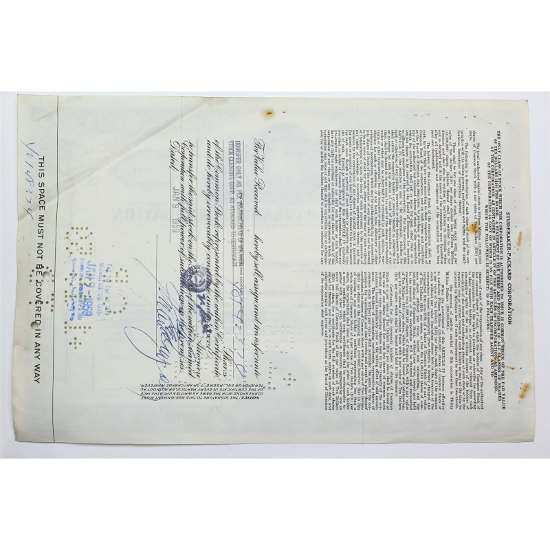 1954 Studebaker-Packard Corporation Stock Certificate - P01784 - 60 Shares
