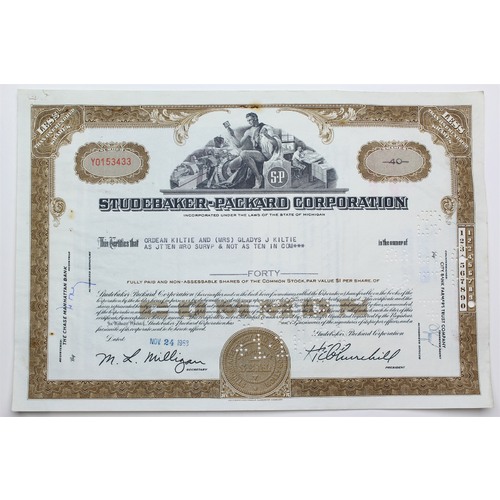 1958 Studebaker-Packard Corporation Stock Certificate - Y0153433 - 40 Shares