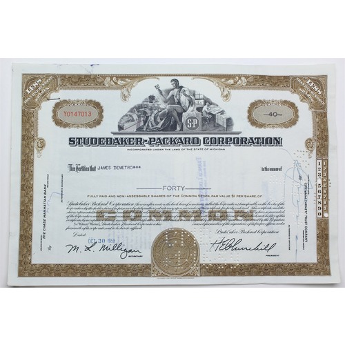 1958 Studebaker-Packard Corporation Stock Certificate - Y0147013 - 40 Shares