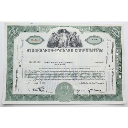 1955 Studebaker-Packard Corporation Stock Certificate - P045642 - 20 Shares