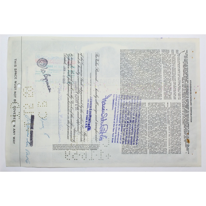 1955 Studebaker-Packard Corporation Stock Certificate - P045642 - 20 Shares