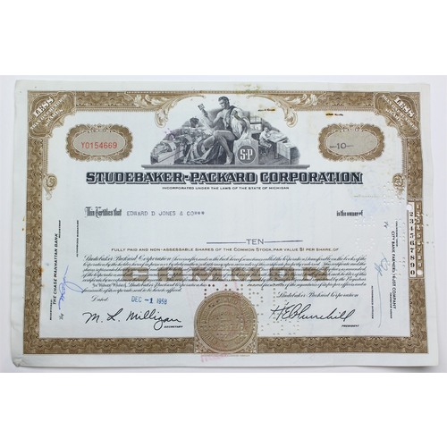 1958 Studebaker-Packard Corporation Stock Certificate - Y0154669 - 10 Shares
