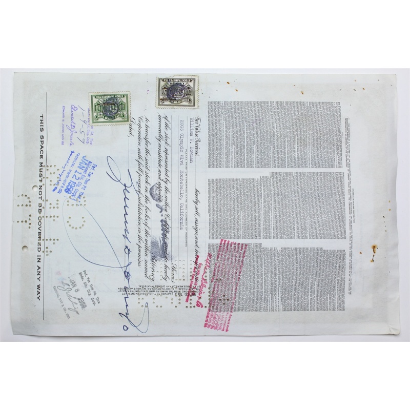 1958 Studebaker-Packard Corporation Stock Certificate - Y0154669 - 10 Shares