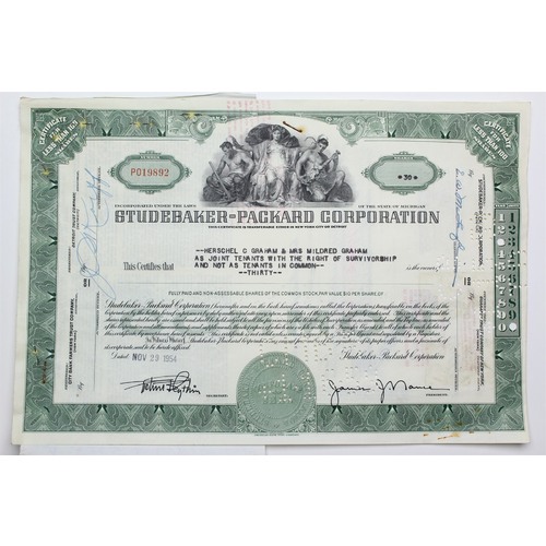 1954 Studebaker-Packard Corporation Stock Certificate - P019892 - 30 Shares