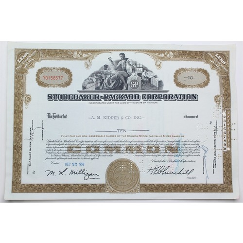 1958 Studebaker-Packard Corporation Stock Certificate - Y0158577 - 10 Shares