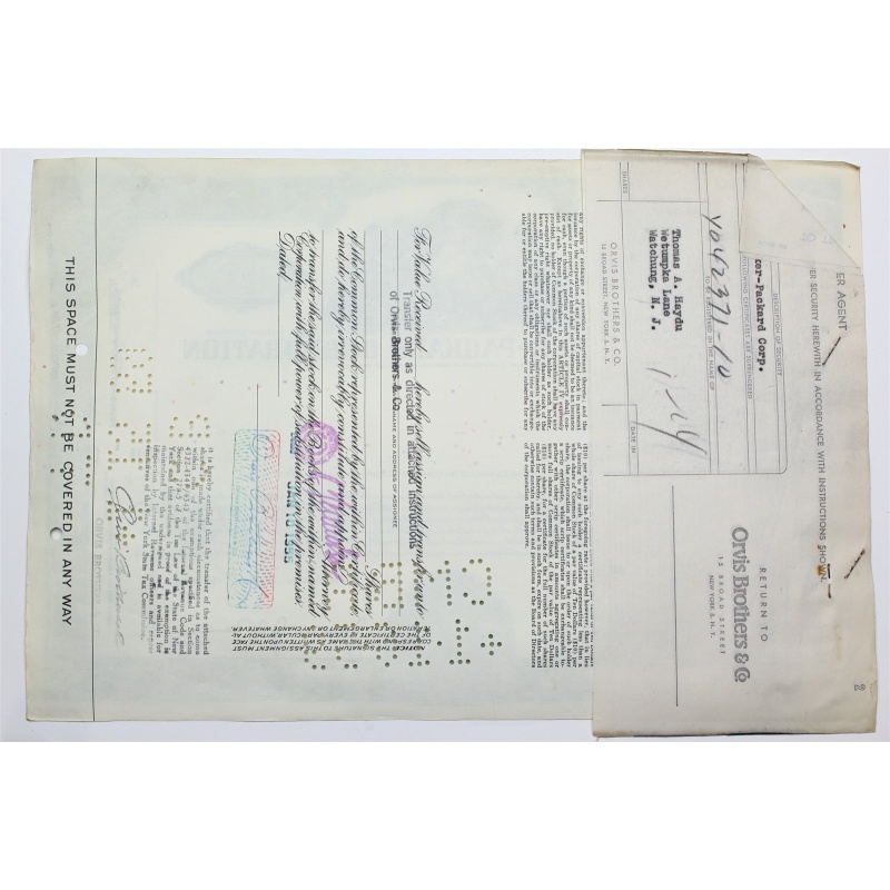 1955 Studebaker-Packard Corporation Stock Certificate - Y042371 - 10 Shares