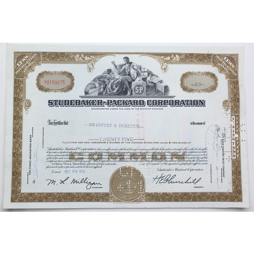 1958 Studebaker-Packard Corporation Stock Certificate - Y0159275 - 25 Shares