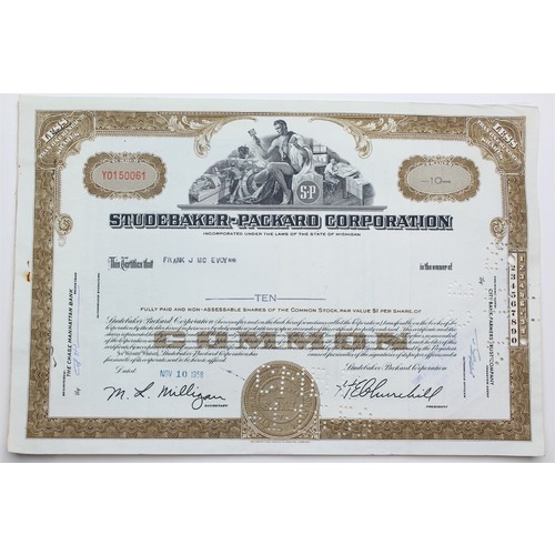 1958 Studebaker-Packard Corporation Stock Certificate - Y0150061 - 10 Shares