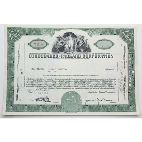 1954 Studebaker-Packard Corporation Stock Certificate - Y032208 - 6 Shares