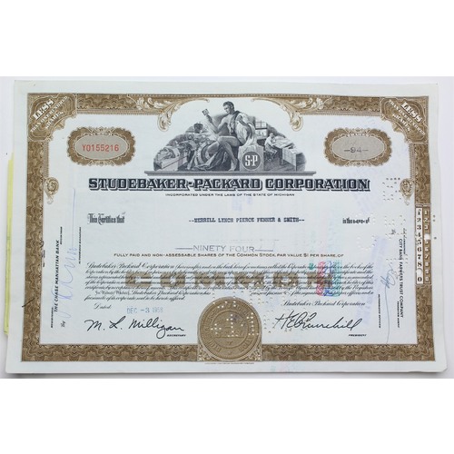1958 Studebaker-Packard Corporation Stock Certificate - Y0155216 - 94 Shares