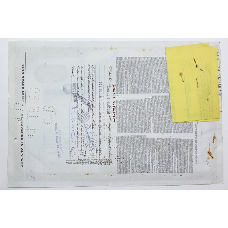 1958 Studebaker-Packard Corporation Stock Certificate - Y0151912 - 50 Shares