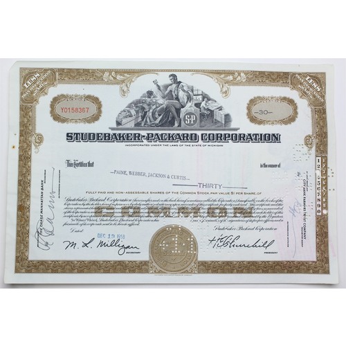 1958 Studebaker-Packard Corporation Stock Certificate - Y0158367 - 30 Shares