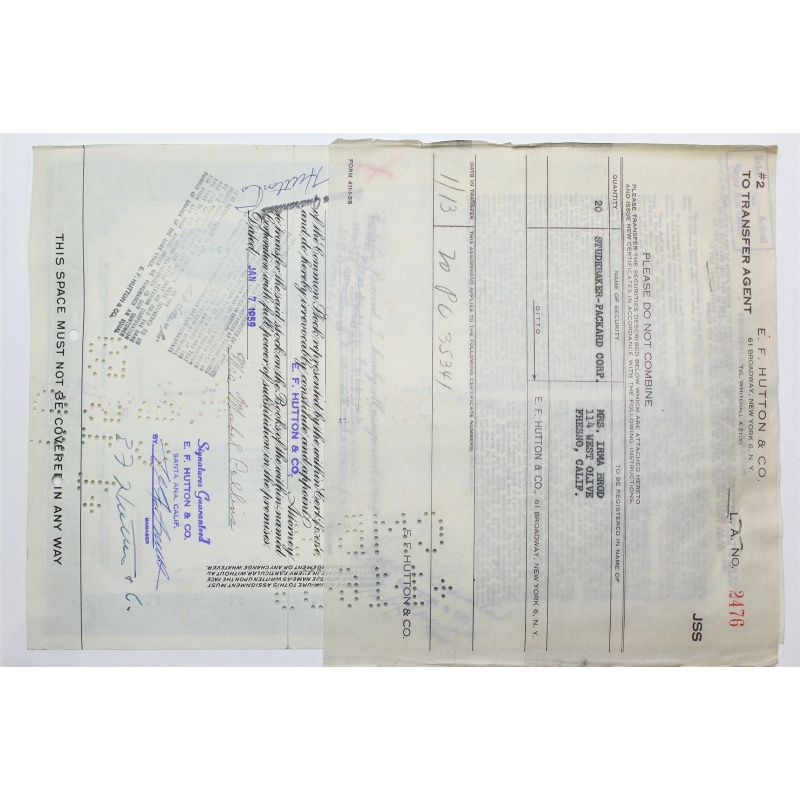 1954 Studebaker-Packard Corporation Stock Certificate - P035341 - 20 Shares