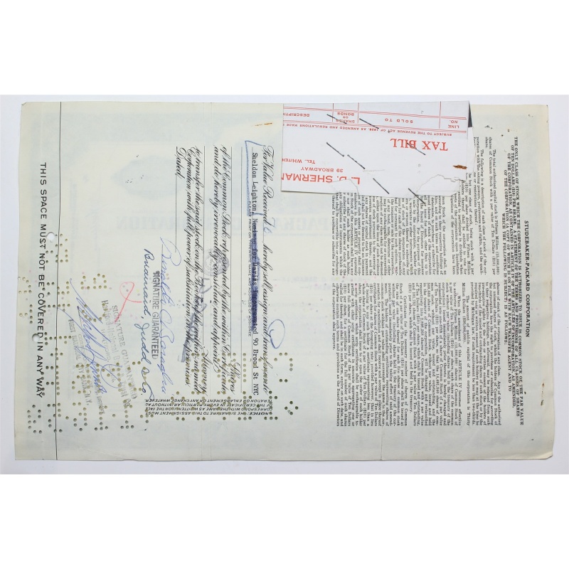 1954 Studebaker-Packard Corporation Stock Certificate - P07628 - 20 Shares