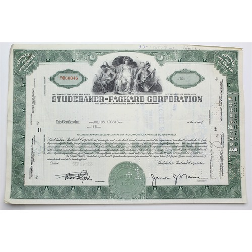 1955 Studebaker-Packard Corporation Stock Certificate - Y060046 - 10 Shares