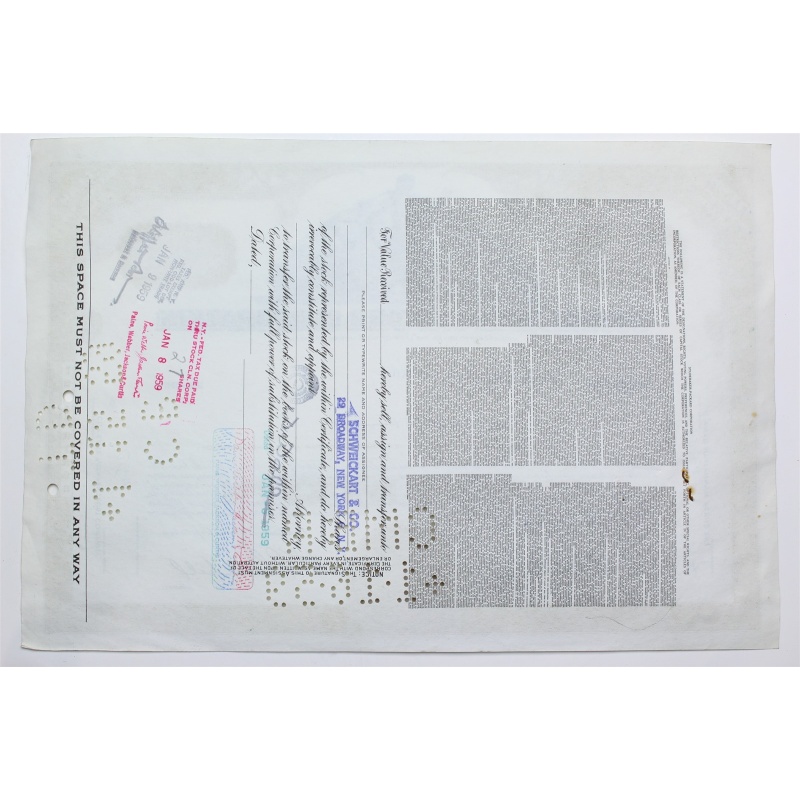 1959 Studebaker-Packard Corporation Stock Certificate - Y0159732 - 30 Shares