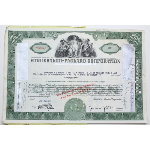 1957 Studebaker-Packard Corporation Stock Certificate - Y086842 - 20 Shares