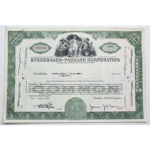 1955 Studebaker-Packard Corporation Stock Certificate - P051594 - 20 Shares