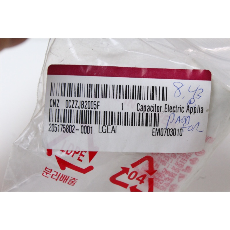 LG 0CZZJB2005F Refrigerator Run Capacitor OEM